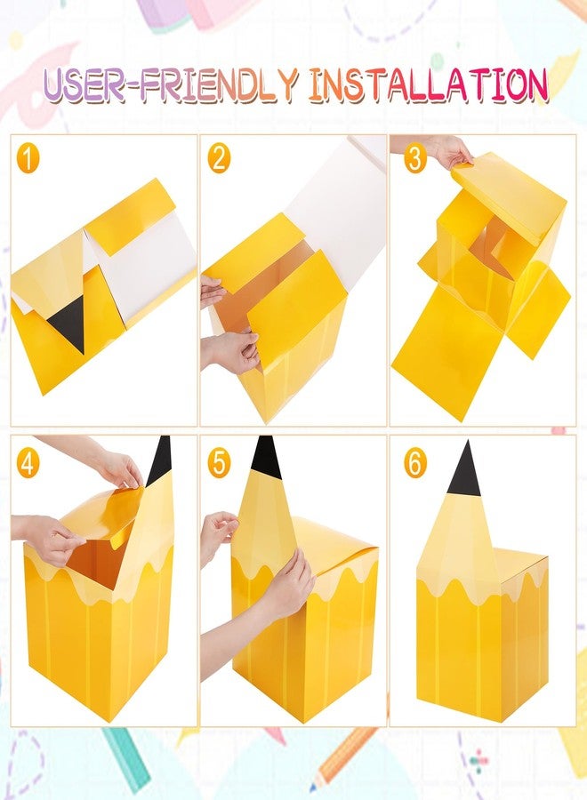 Aneco 6 Pieces Back to School Pencil Favor Boxes 11 Inch Big Pencil Party Favor Boxes Welcome Back to School Theme Gift Candy Treat Boxes for School Classroom Party Decoration Supplies - Image 4